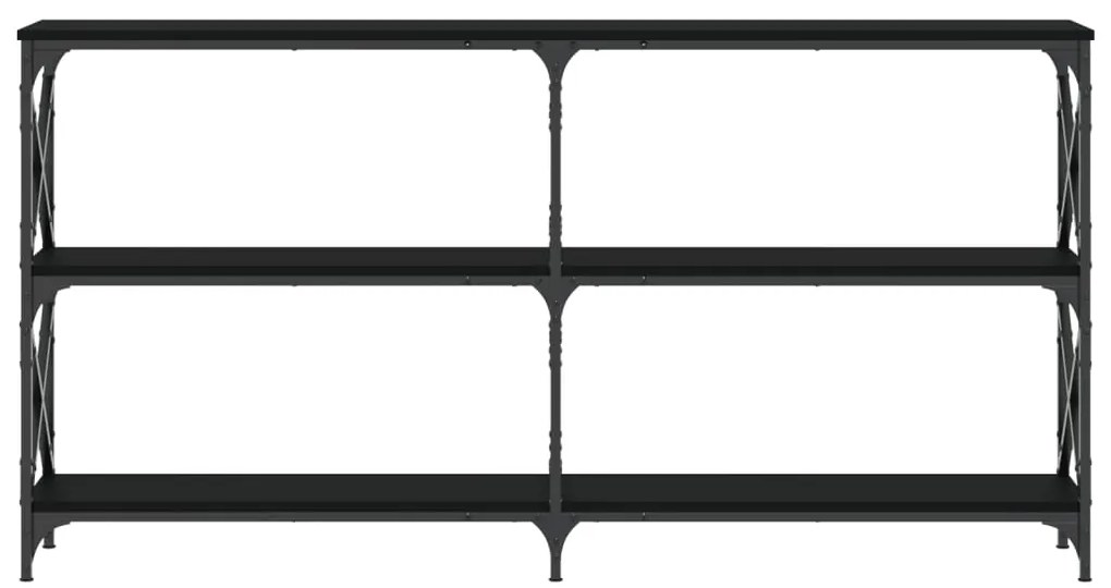 Tavolino consolle nero 156x28x80,5 cm in legno multistrato