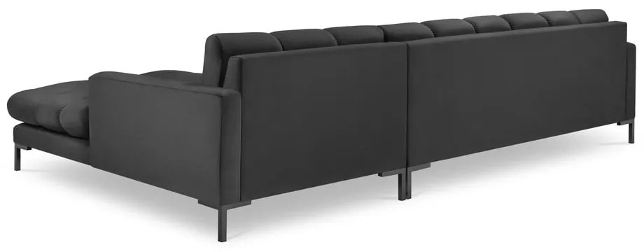 Divano angolare in velluto grigio scuro, angolo destro Bali - Cosmopolitan Design