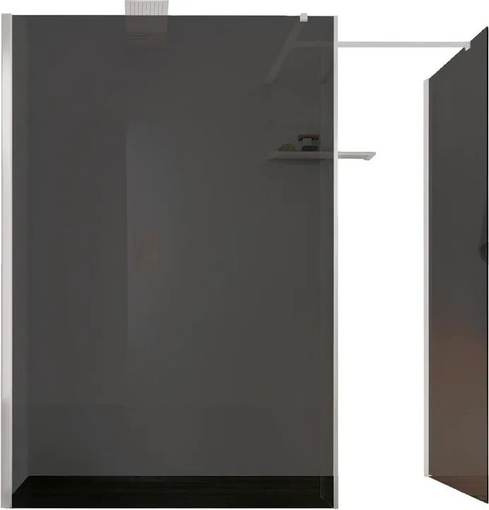 Box doccia walk-in Wens, vetro fumè 6 mm, H 200 cm, profilo bianco