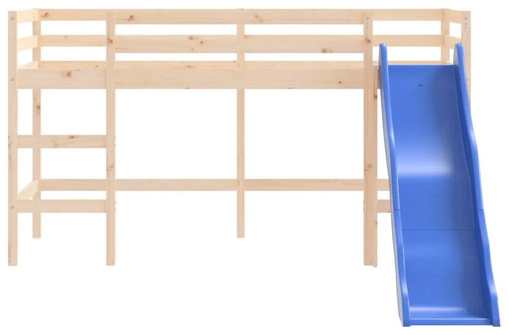 Letto soppalco con scivolo bambini 80x200cm legno massello pino