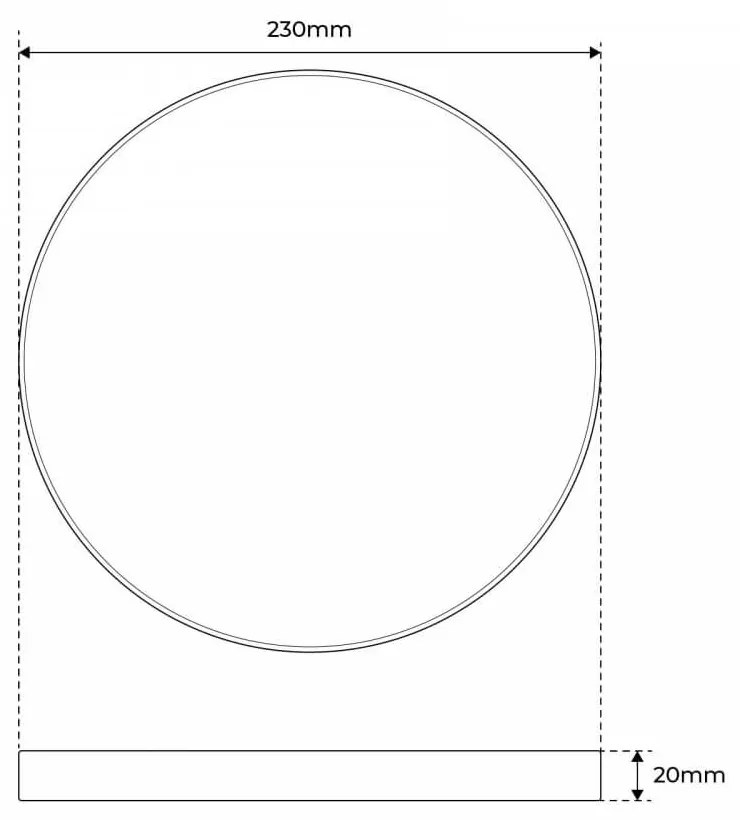 Plafoniera LED 24W Rotonda Ø230mm, IP54 Bianco Slim Dimmerabile Colore Bianco Caldo 3.000K