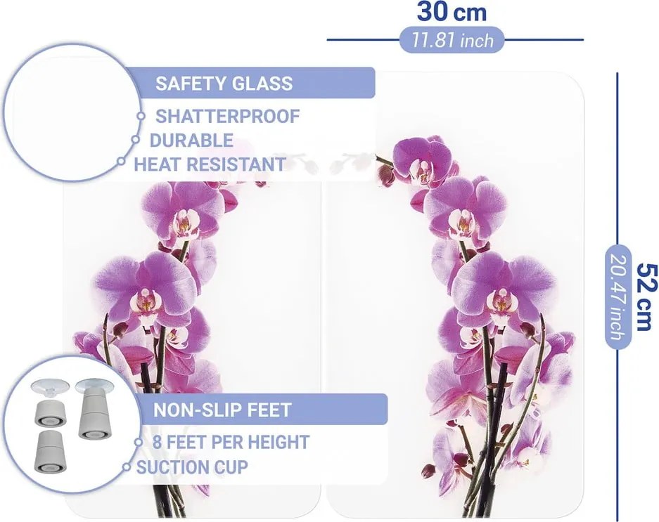 Set di 2 copri stufe in vetro Orchidea, 52 x 30 cm Orchid Blossom - Wenko