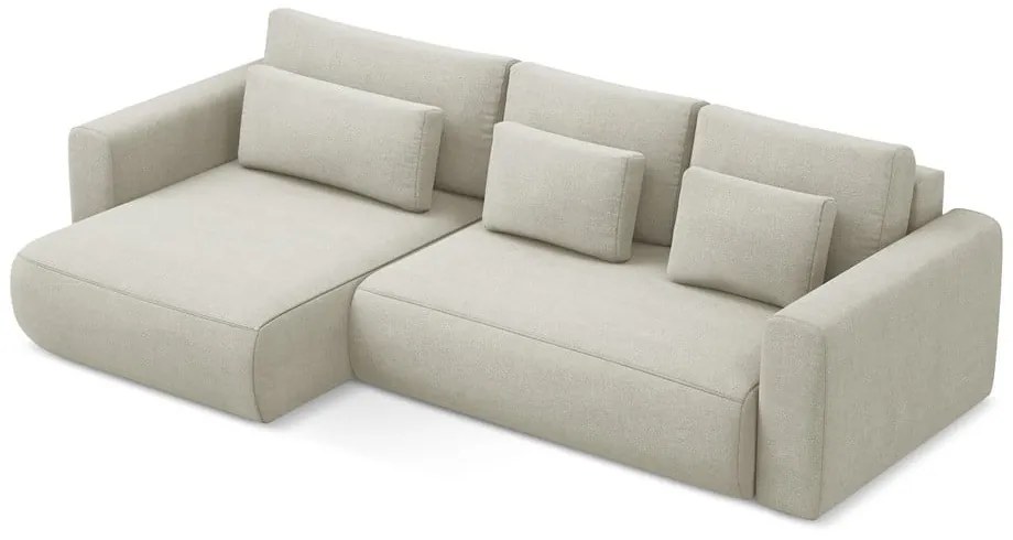 Divano angolare beige allungabile/con contenitore (con penisola a sinistra/con chaise lounge) Kapua – Makamii