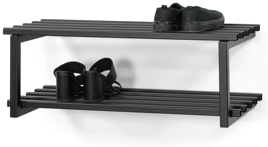 Scarpiera nera in metallo da parete 71x26x34 cm Marco – Spinder Design