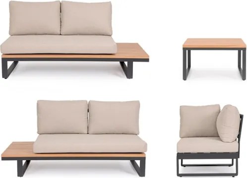 Salotto Angolare In Alluminio Con Cuscini E Tavolino Zelmar Antracite Bizzotto