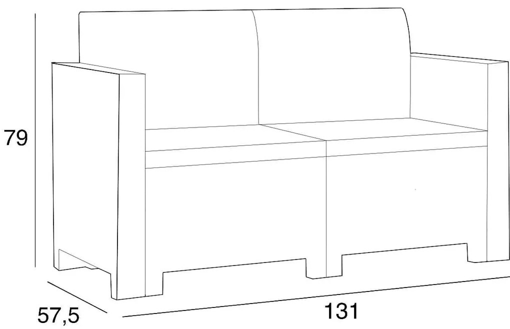NEBRASKA - salotto da giardino completo di cuscini intreccio in rattan sintetico