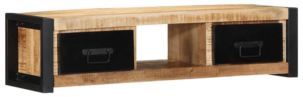 Mobile Porta Tv 100x30x25 Cm İn Legno Massello Di Mango Grezzo /