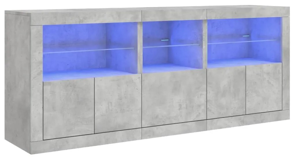 Credenza con luci led grigio cemento 162x37x67 cm