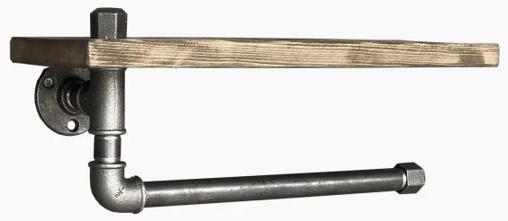 Mensola da parete con porta asciugamani BORURAF 16x40 cm abete/nero