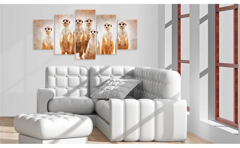 Quadro Family of meerkats  Colore Beige, Dimensioni e Misure 100x50