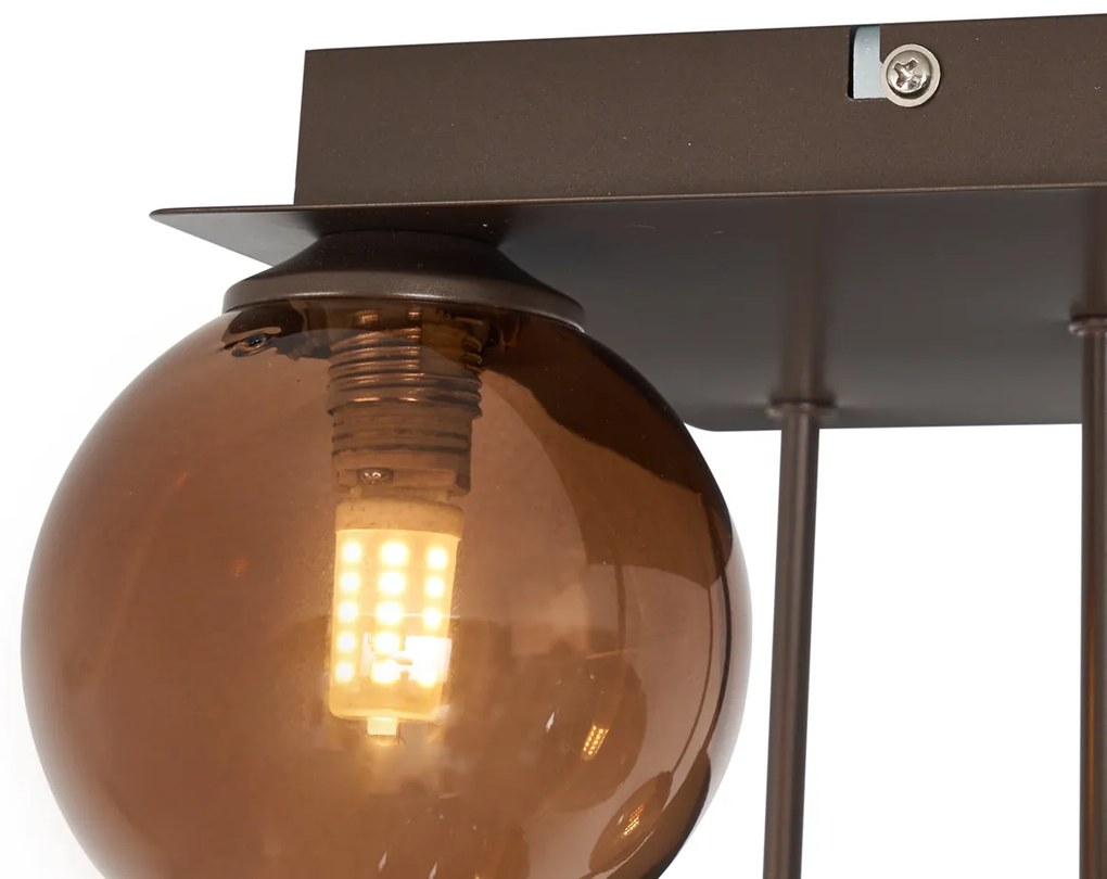 Plafoniera di design bronzo con vetro bronzo 5 luci - Athens