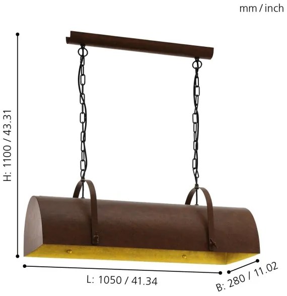 Eglo 49702 - Lampadario a catena DEERHURST 3xE27/60W/230V