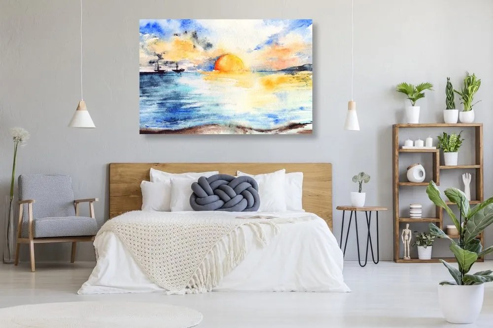 Quadro su tela – Tramonto luminoso sul mare