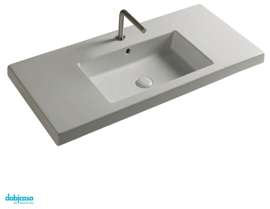 Ceramica Tecla "Cangas" Lavabo Da Incasso o Sospeso 100x45 Cm Bianco Lucido