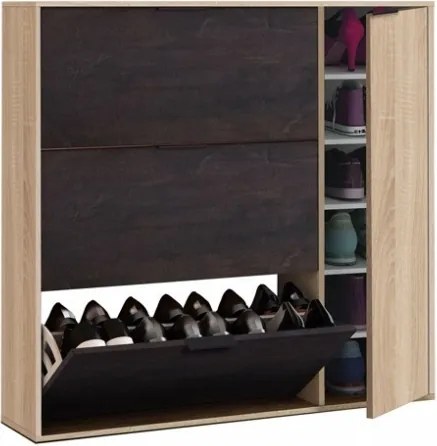 Scarpiera 3 Ante Ribalte Doppio Vano Da Ingresso In Legno Design E Anta Verticale