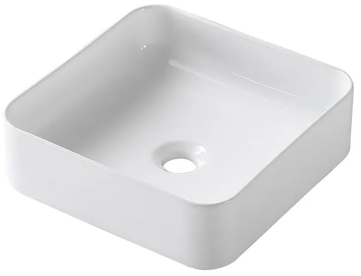 Lavabo da appoggio SENSEA quadrato piletta non inclusa in ceramica L 36 x H 12 x P 36 cm bianco lucido piletta non inclusa