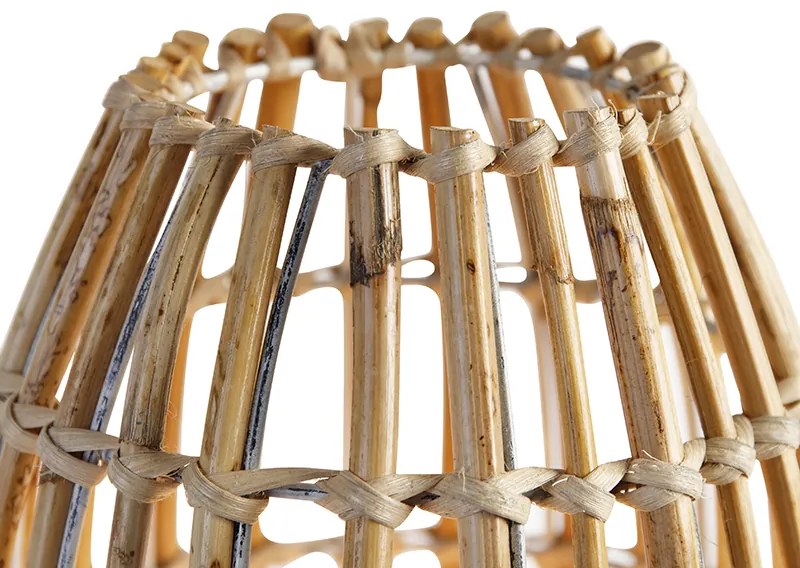 Lampada da tavolo rustica treppiede bambù con bianco - Canna Capsule