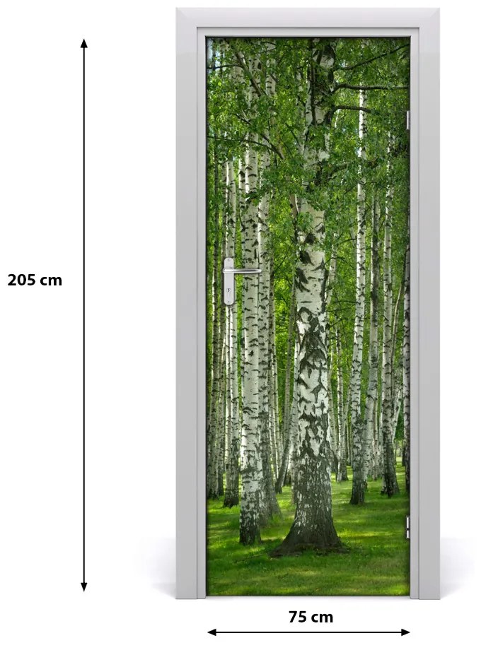 Adesivo per porta interna Foresta di betulla 75x205 cm