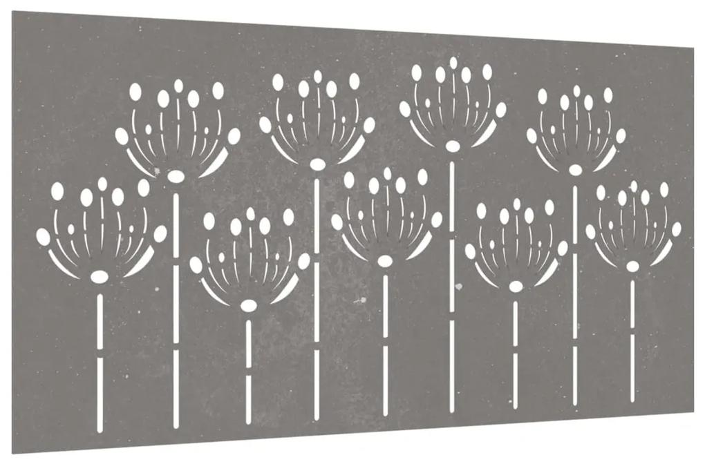 Decorazione muro da giardino 105x55 cm fiore in acciaio corten