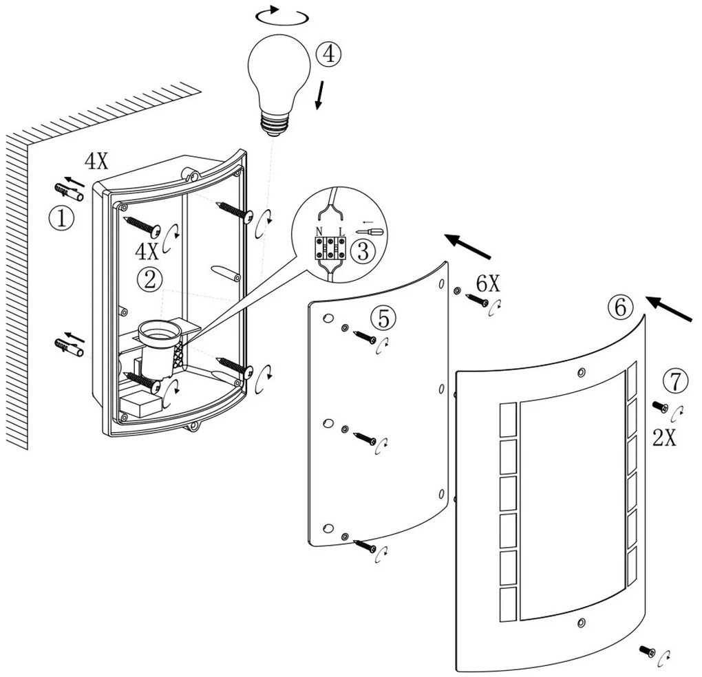 Applique Inox E27 da parete IP54 per esterni - serie METRO
