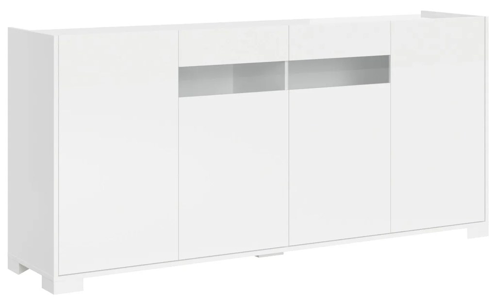 Madia e Credenza alta con Porta TV Riflesso bianco lucido e cashmere, Bianco Lucido / Madia / 4