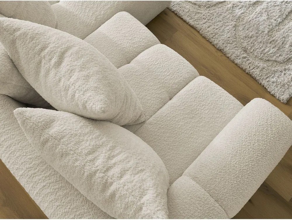 Divano angolare beige allungabile/con contenitore (con penisola a destra/con chaise lounge) con rivestimento in bouclé Roxelane – Bobochic Paris