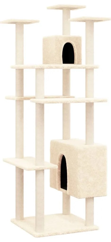 Albero per Gatti con Tiragraffi in Sisal Crema 162 cm