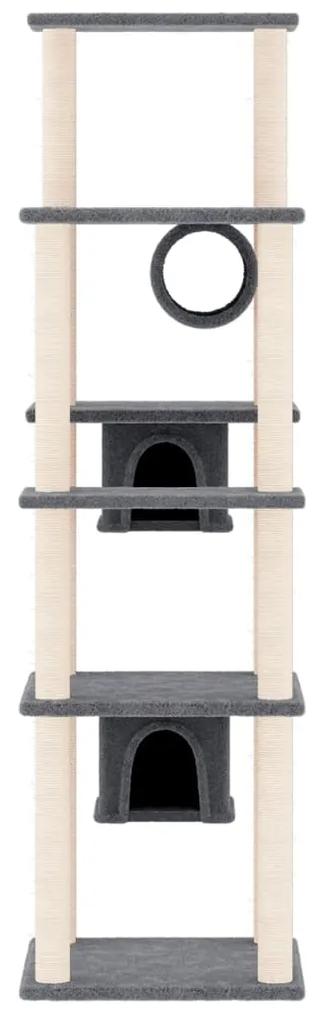 Albero per gatti con tiragraffi in sisal grigio scuro 169 cm