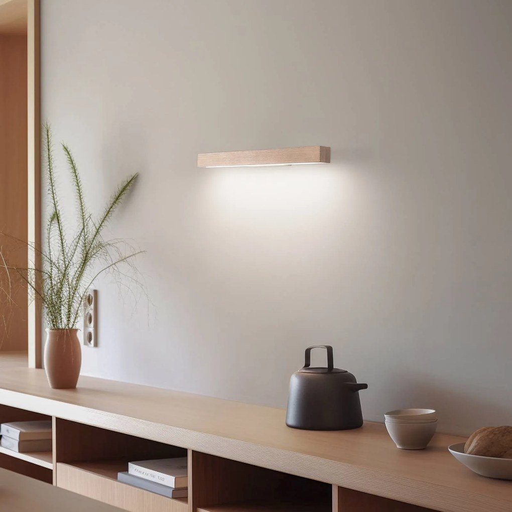 TK Lighting Lampada da parete in legno LED Teo, pino, 46 cm, 3000 K