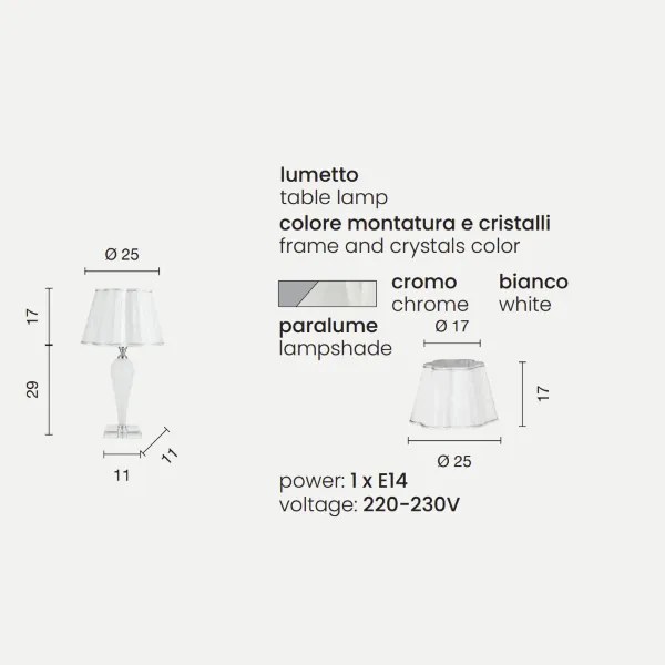 Lampada da tavolo DEBUSSY luci in vetro lavorato a mano Bianco Satinato PICCOLO