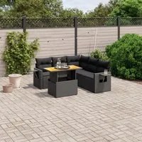 Set Divano da Giardino 6 pz con Cuscini Nero in Polyrattan 3271748