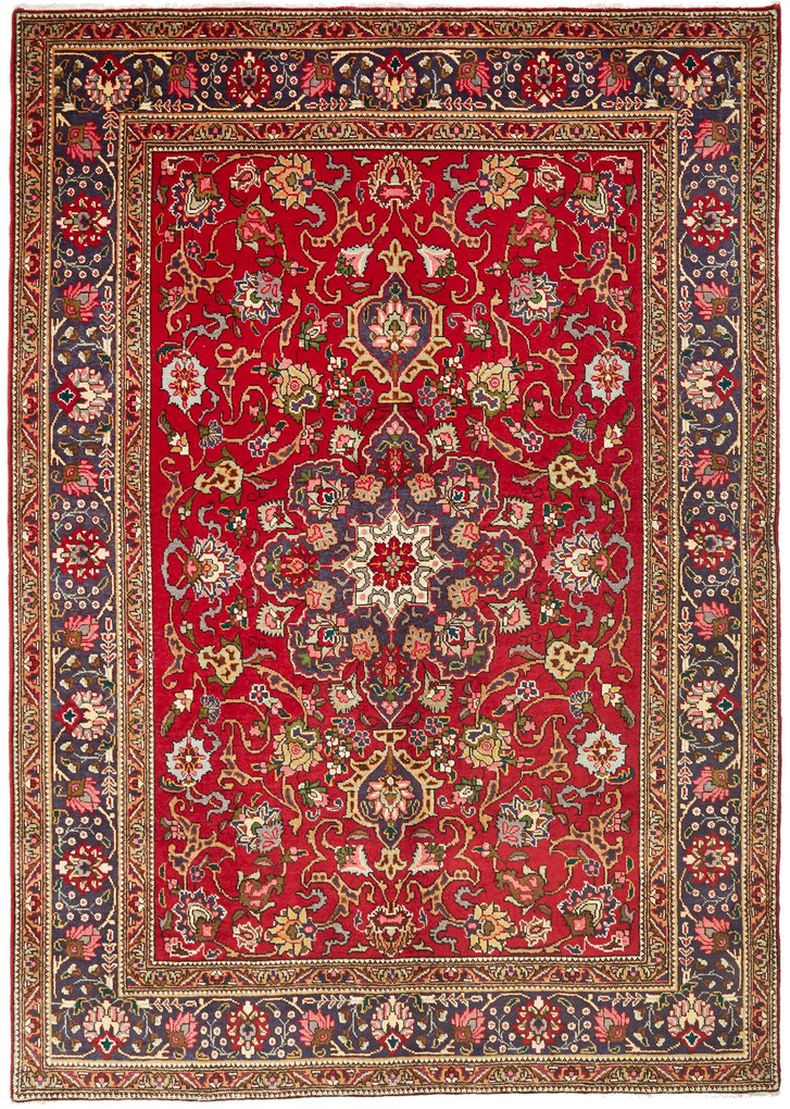 Tabriz Tappeto 280x210 Rosso (Iran) Annodato A Mano