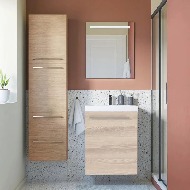 Mobile sottolavabo e lavabo Remix rovere ribeira L 45 x H 58 x P 33 cm 1 vasca, 1 anta