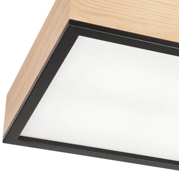 Plafoniera NATURAL SQUARE 4xE27/15W/230V 39x39 cm pino/nero