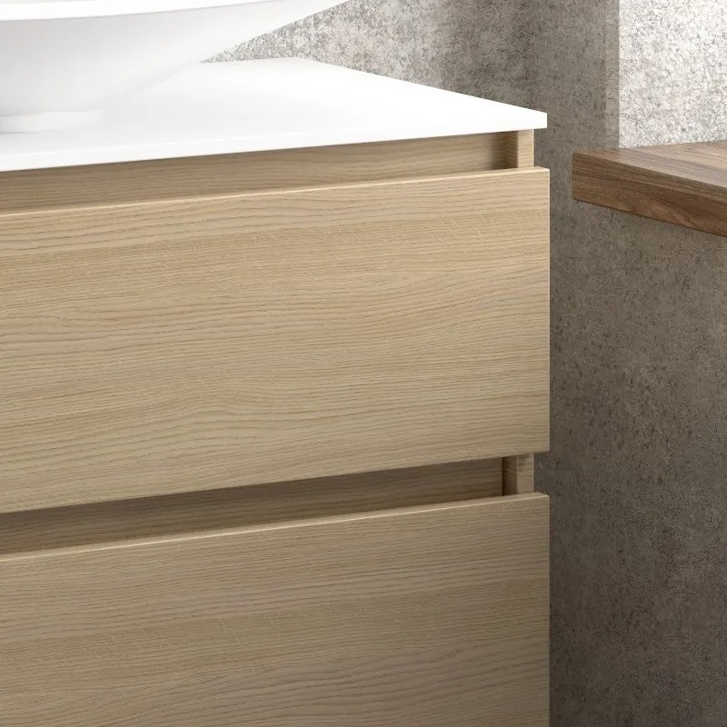 Composizione bagno sospesa 100cm: mobile, specchio contenitore e due pensili TOD-100E - KAMALU