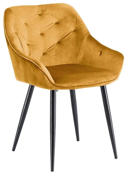 K487 Giallo Senape - MODERNA SEDIA TRAPUNTATA GLAMOUR PER SALONE/SALA DA PRANZO VELVET