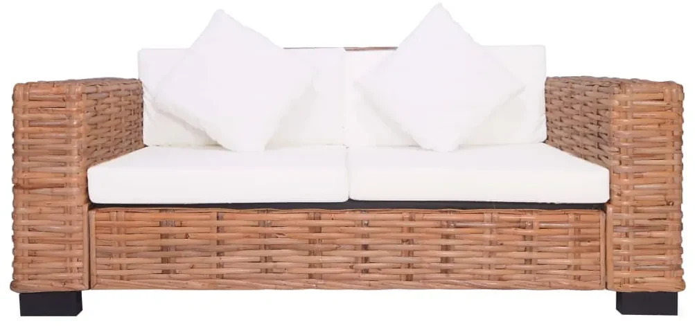 Set di divani da giardino con cuscini 2 pz in rattan naturale
