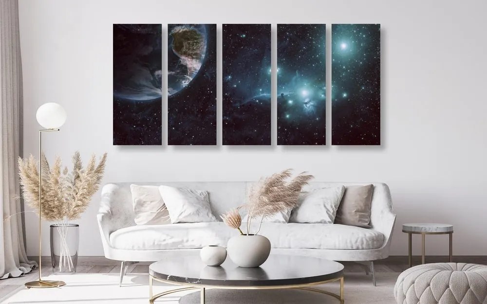 Quadri 5 pezzi – Pianeta nello spazio