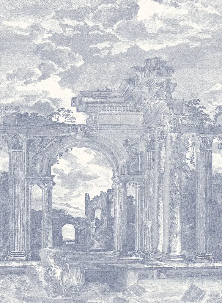 Arte International Carta da parati panoramica Rovine - Denim Blue