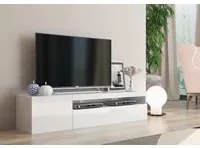 Mobile da soggiorno Porta TV, Made in Italy, Credenza per TV a 2 ante, Porta TV da salotto, cm 150x40h37, Bianco lucido