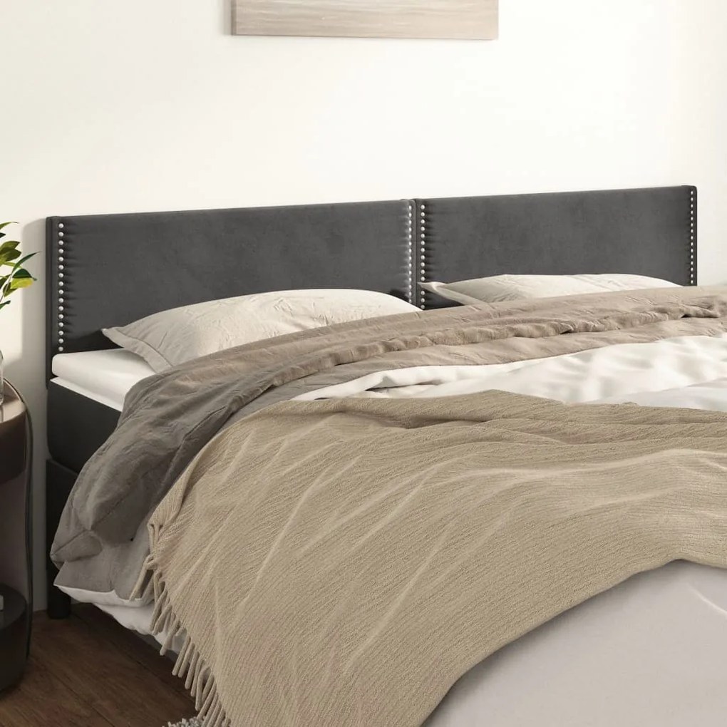 Testiere 2 Pz Grigio Scuro 100x5x78/88 Cm İn Velluto /