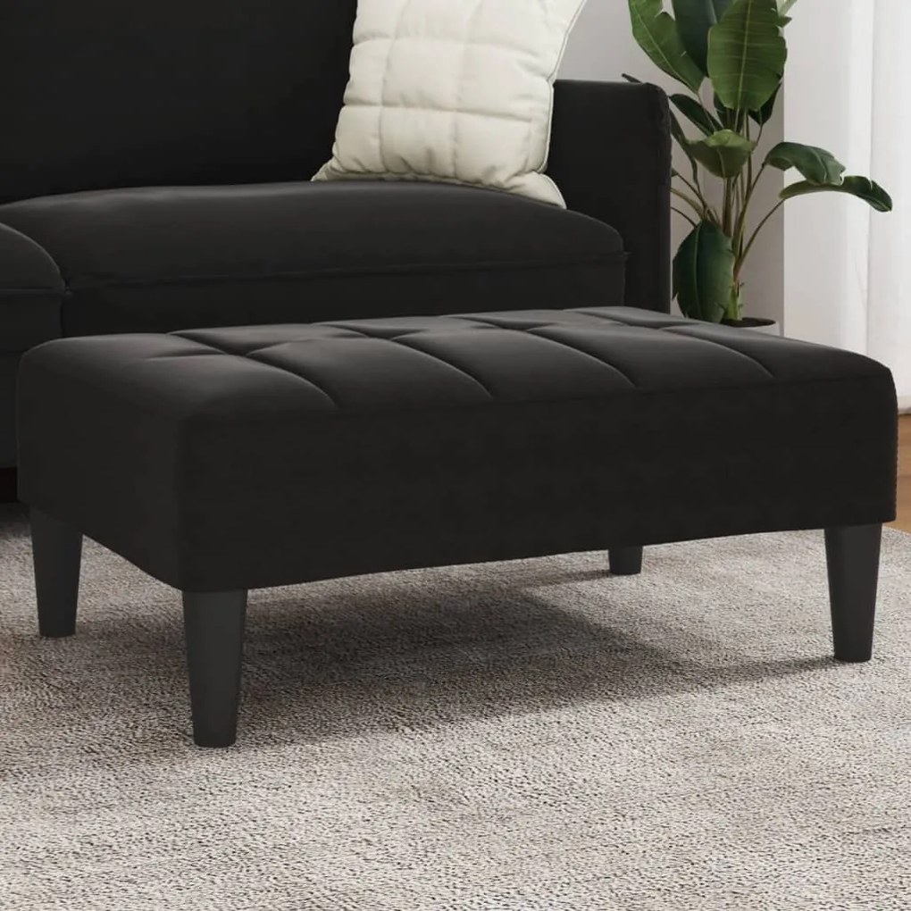 Poggiapiedi Nero 77x55x31 Cm İn Velluto /