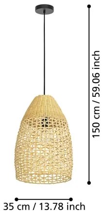 Eglo 390237 - Lampadario a sospensione con filo SAMBUCONA 1xE27/40W/230V diametro 35 cm bambù