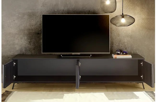 Mobile TV design finitura legno nero opaco L205 cm NEMA