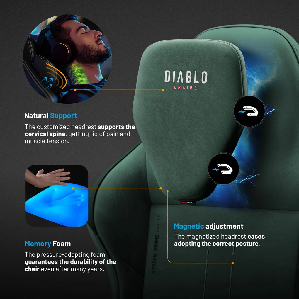 Sedia da gaming Diablo X.One Prime Forest Green Normal Size