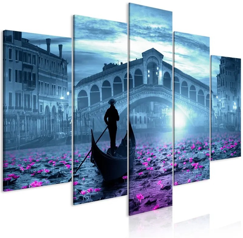 Quadro Magic Venice (5 Parts) Wide Blue  Colore Rosa, Dimensioni e Misure 100x50