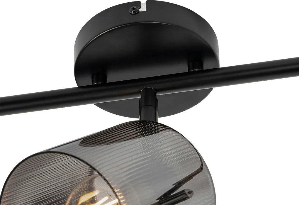 Faretto da soffitto nero con vetro fumé 3 luci orientabili - Laura