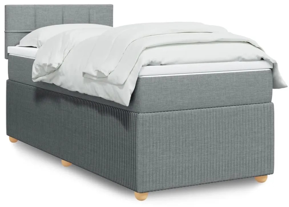 Giroletto A Molle Con Materasso Grigio Chiaro 90x200 Cm Tessuto /