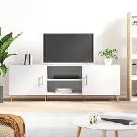 Mobile Porta TV Bianco 150x30x50 cm in Legno Multistrato 829084