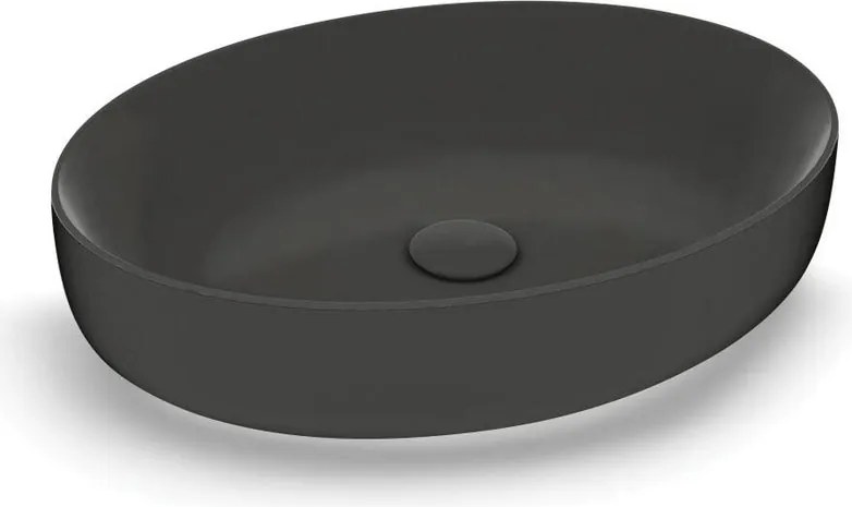 Lavabo da appoggio Metamorfosi OLYMPIA CERAMICA ovale in ceramica L 55 x H 14 x P 40 cm nero matt piletta non inclusa